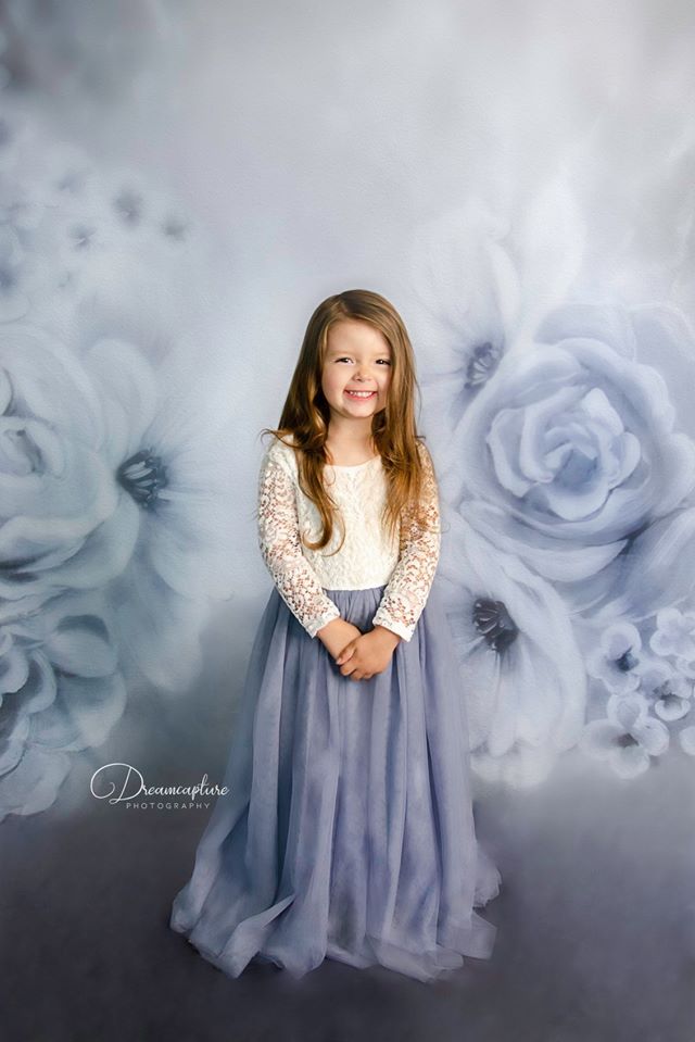 Kate Fine Art Flowers Denim/blue Backdrop Portrait Designed by JS Photography