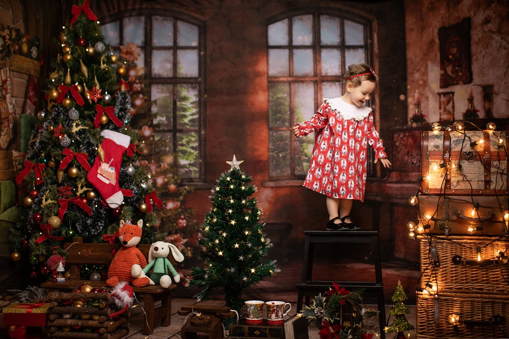 Kate Christmas Tree Window Photography Backdrop Retro Piano Photo Background - Kate backdrop UK