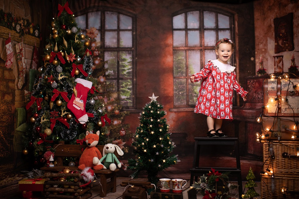 Kate Christmas Tree Window Photography Backdrop Retro Piano Photo Background - Kate backdrop UK