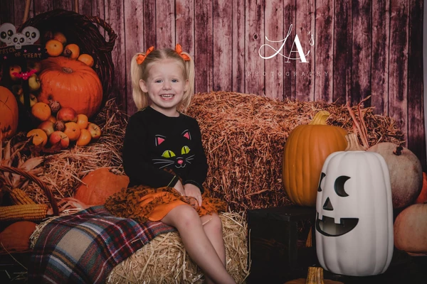 Kate Halloween Autumn Pumpkin Grass Pile Farm Backdrop Photography -UK