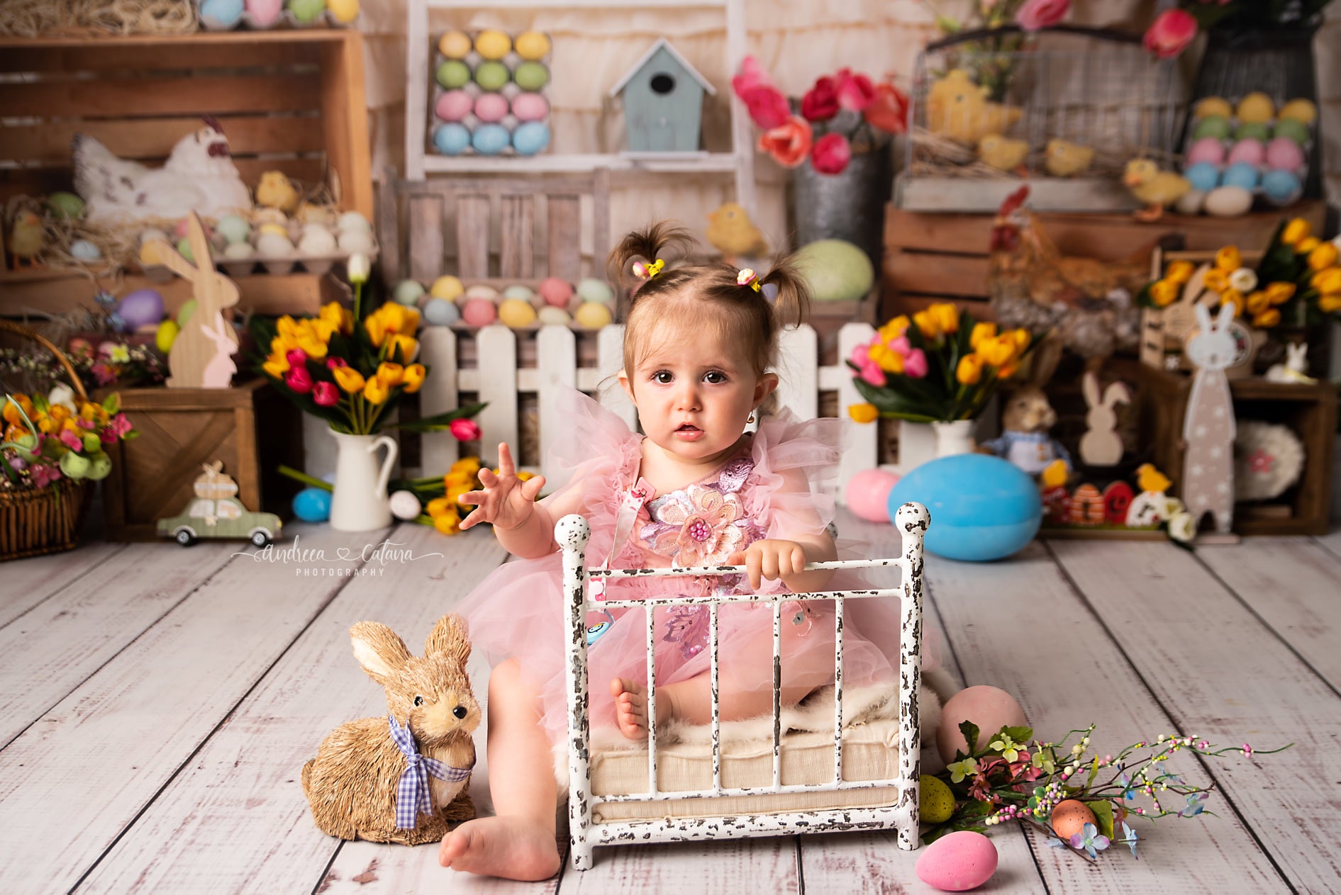 Kate Colorful Eggs Happy Easter Backdrop  Studios