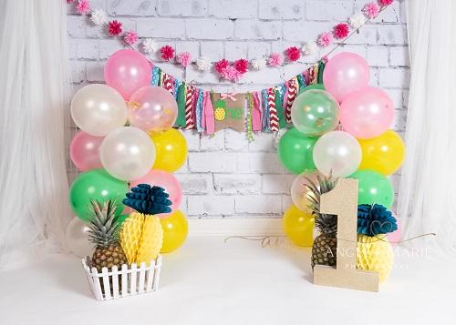 Kate Cake Smash Pineapple 1st Birthday Backdrop Designed By Angela Marie Photography