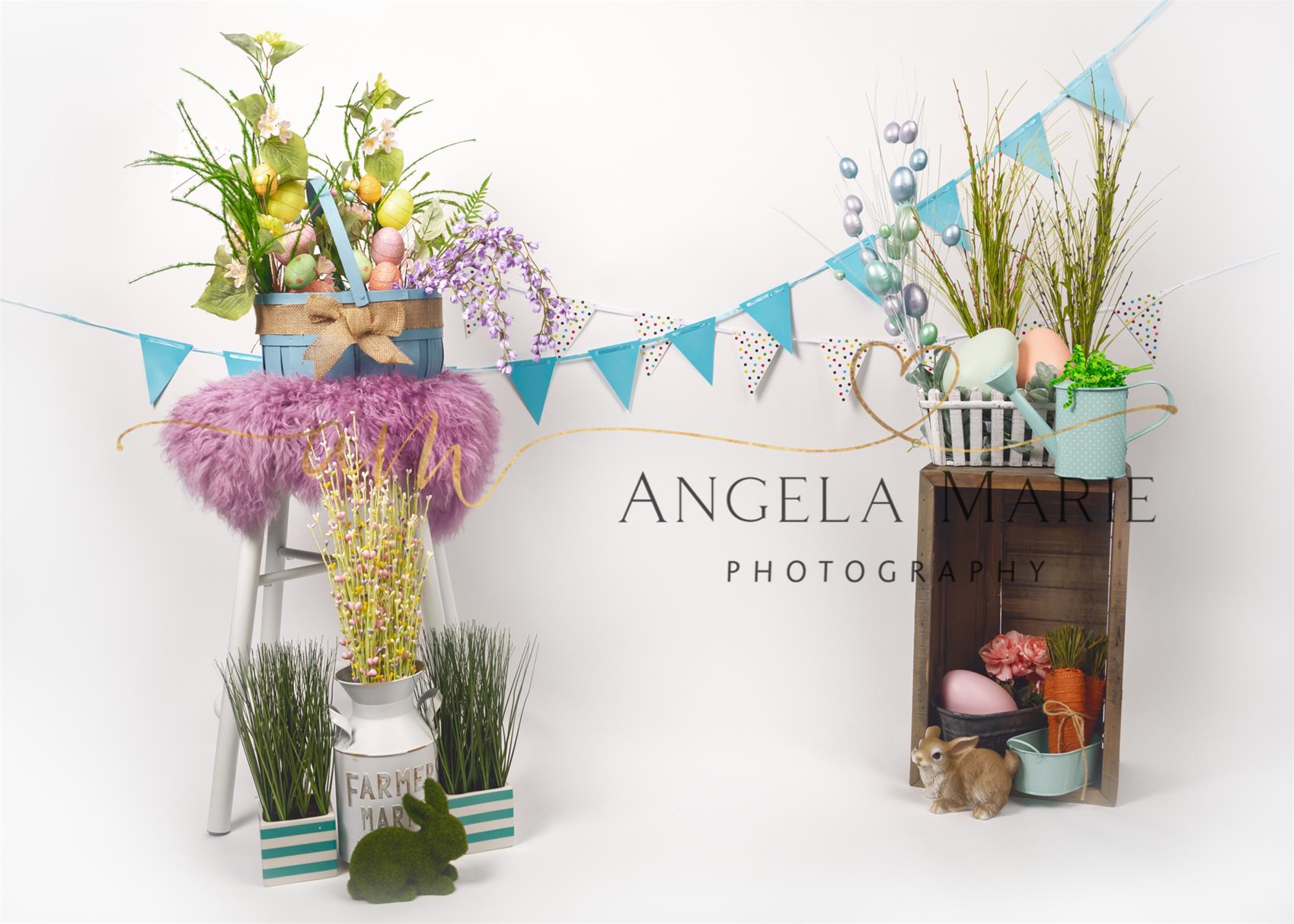 Easter with Floral Decoration and Rabbit  Backdrop