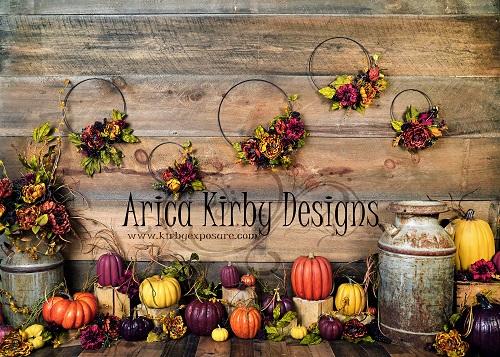 Kate Fall Floral Hoops and Pumpkins Backdrop Designed by Arica Kirby