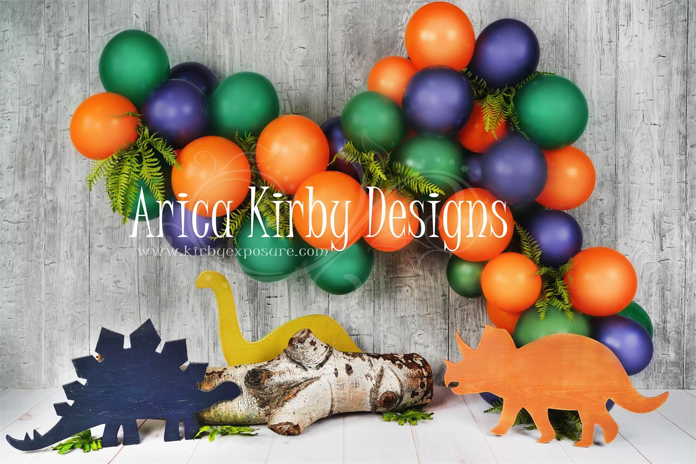 Dinosaur Balloons Children Backdrop