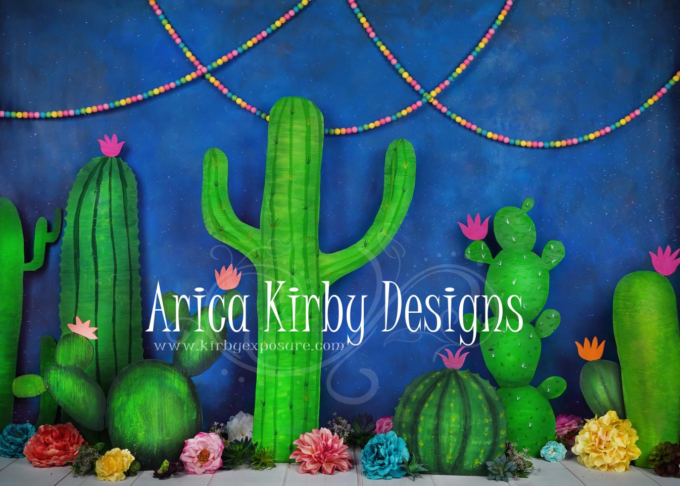 Kate Green Cactus and Florals Children Party Backdrop Designed By Arica Kirby