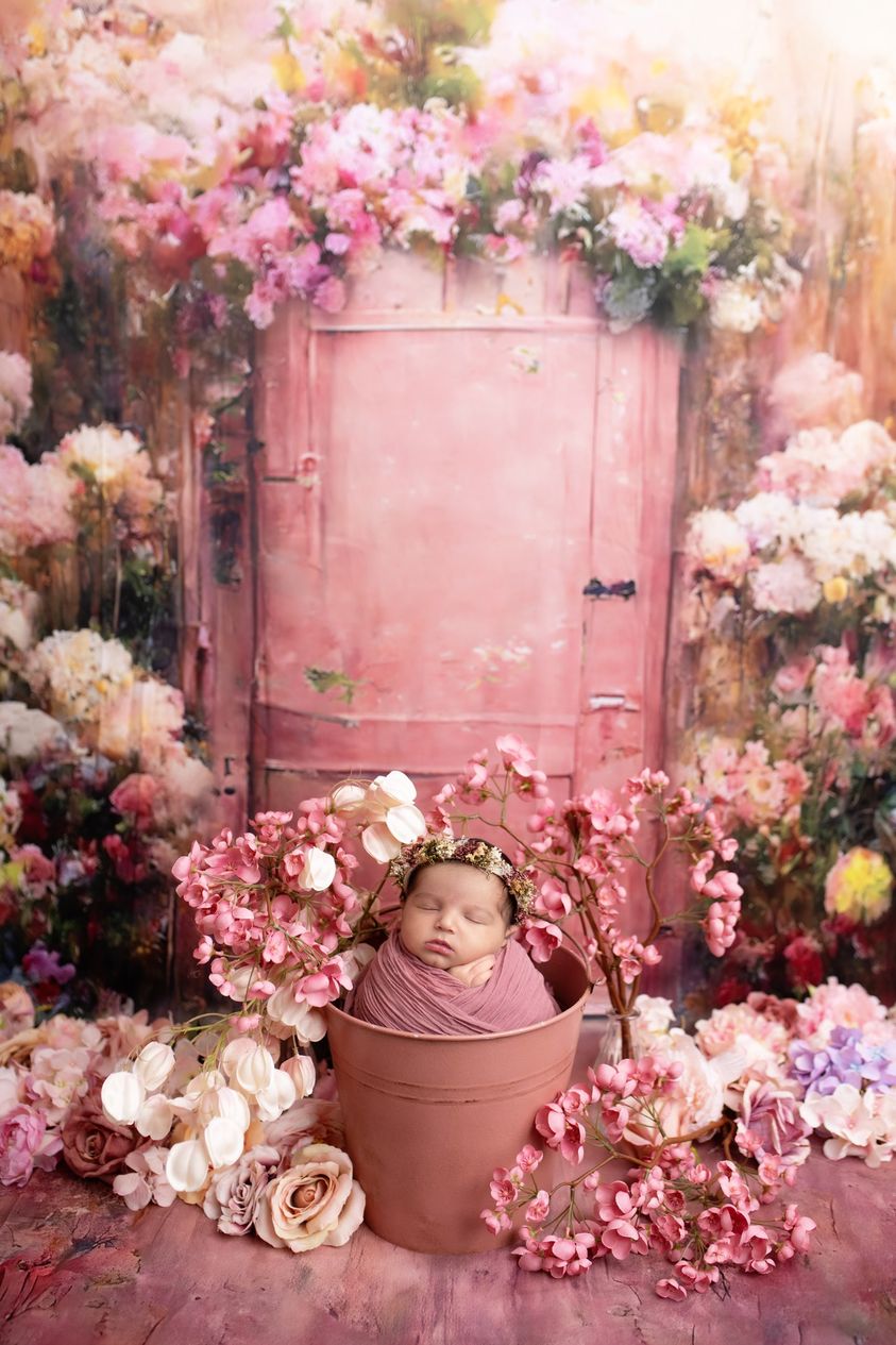 Kate Sweep Spring Blooming Flowers Door Backdrop for Photography