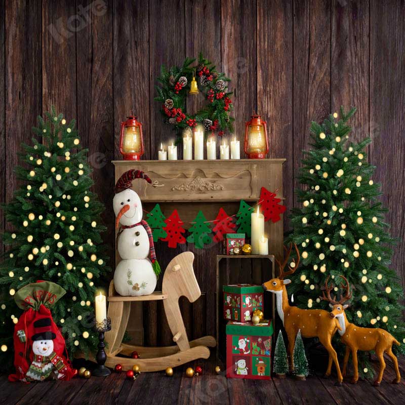 Kate Christmas Room with Elk Snowman Decorations Backdrop Designed by Emetselch