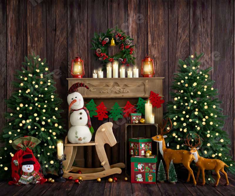 Kate Christmas Room with Elk Snowman Decorations Backdrop Designed by Emetselch