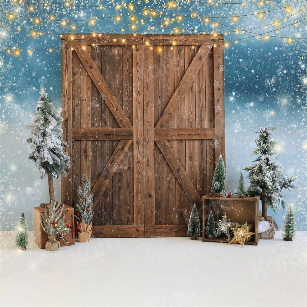 Kate Winter Snowy Trees Barn Door Backdrop for Photography