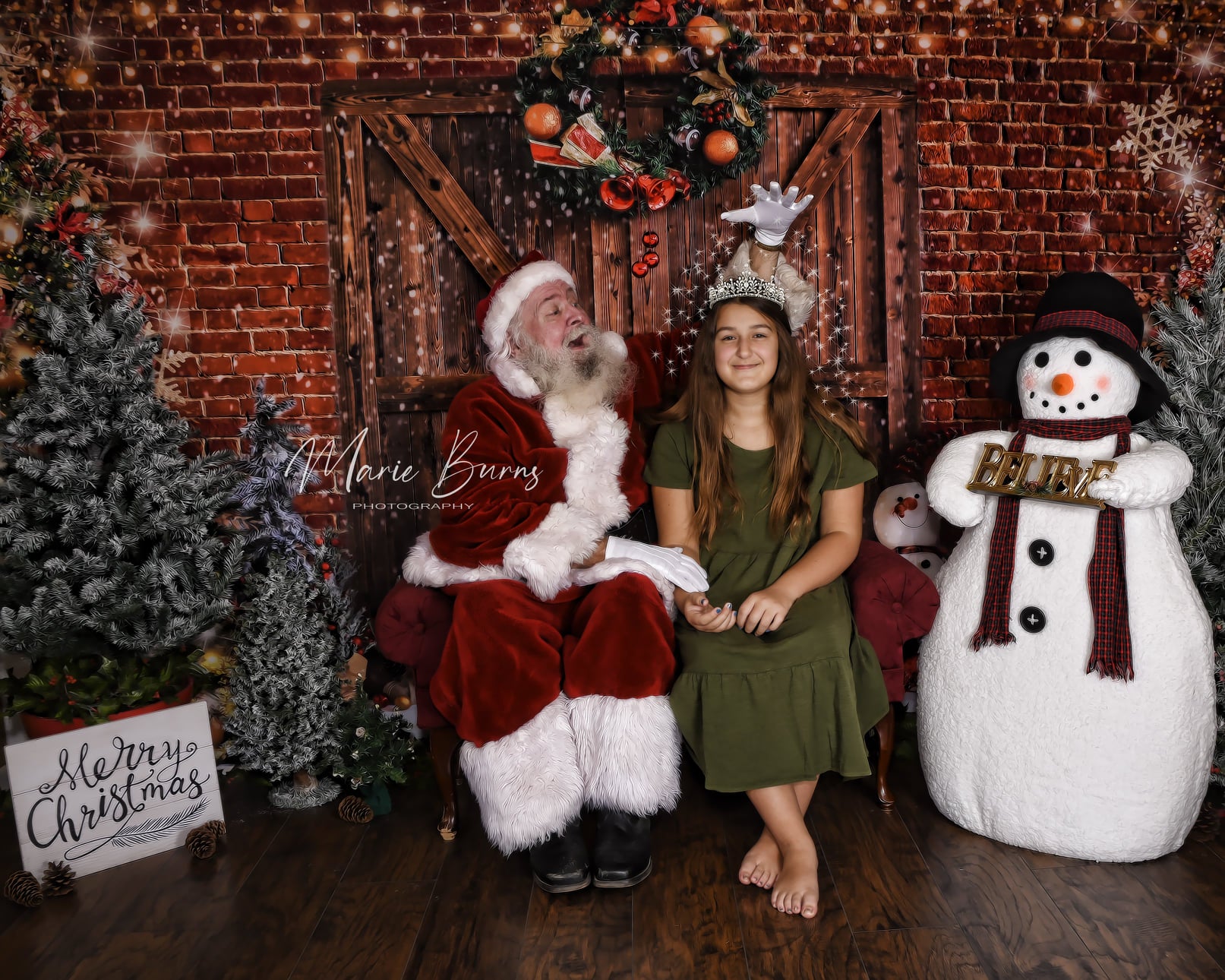 Kate Christmas Barn Door Brick Snowman Backdrop for Photography