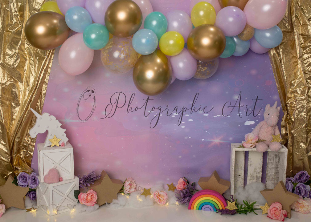 Kate Unicorn Birthday Party Cake Smash Backdrop Designed by Jenna Onyia -UK