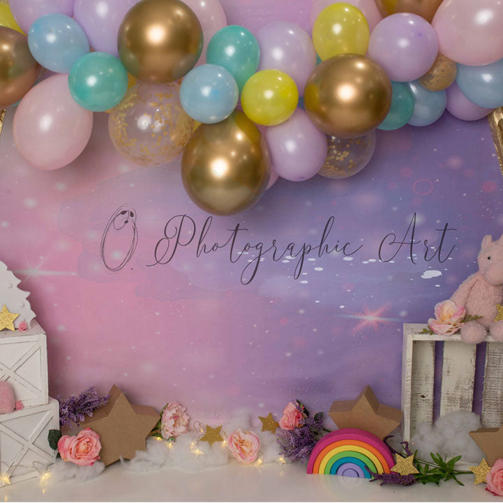 Kate Unicorn Birthday Party Cake Smash Backdrop Designed by Jenna Onyia -UK