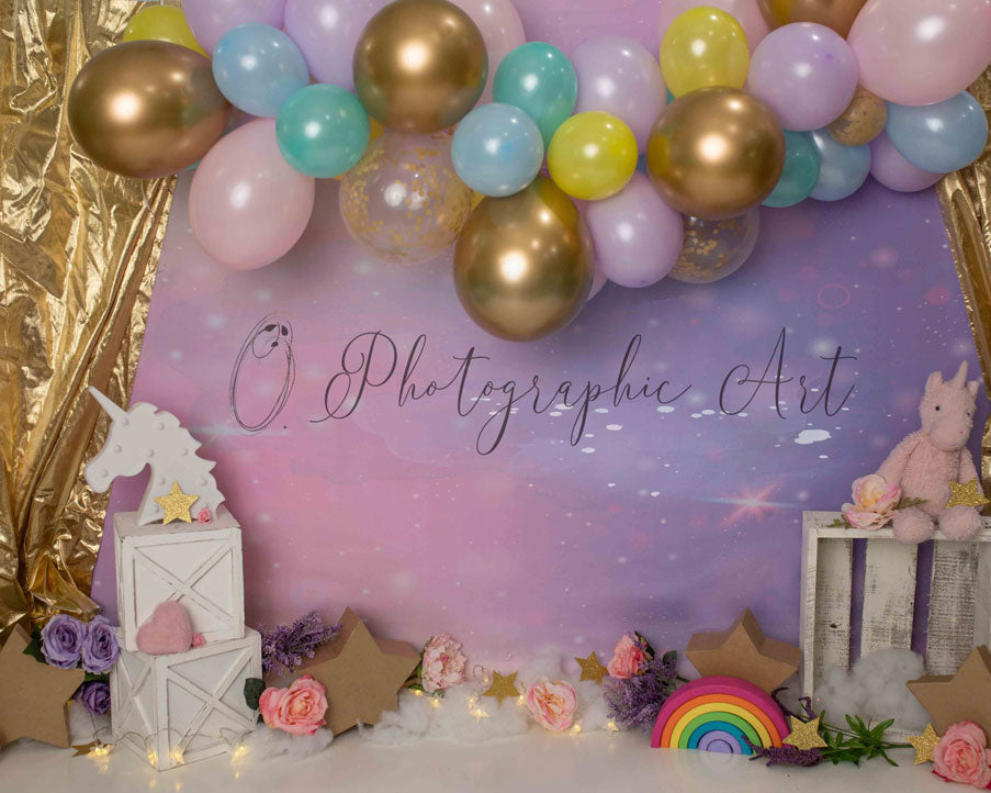 Kate Unicorn Birthday Party Cake Smash Backdrop Designed by Jenna Onyia -UK