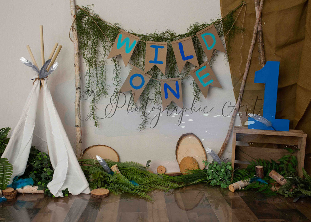 Kate Wild One Camping Cake Smash Backdrop for Photography Designed by Jenna Onyia