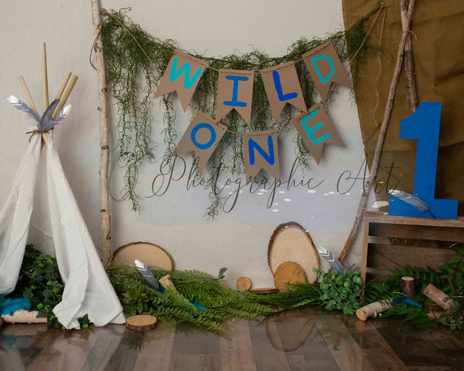 Kate Wild One Camping Cake Smash Backdrop for Photography Designed by Jenna Onyia -UK