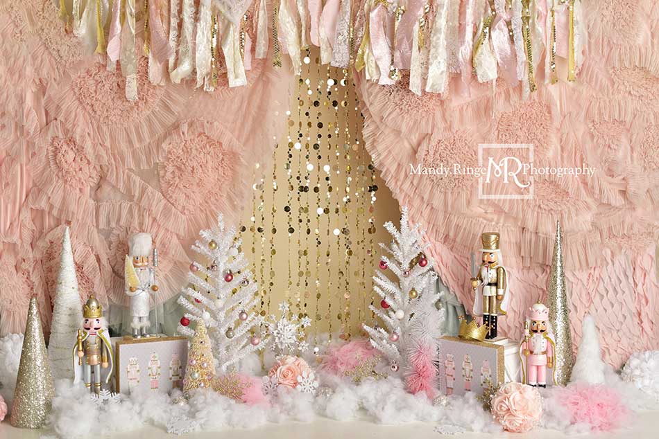 Kate Pink Gold Nutcrackers Christmas Backdrop Designed By Mandy Ringe Photography