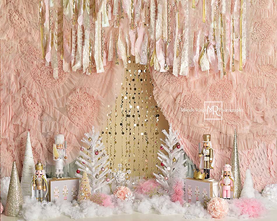 Kate Pink Gold Nutcrackers Christmas Backdrop Designed By Mandy Ringe Photography