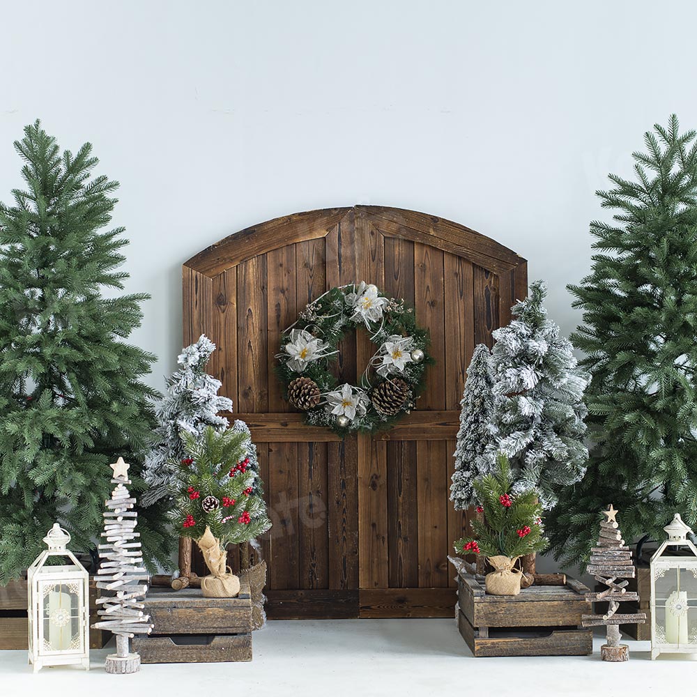 Kate Christmas Trees Barn Door Backdrop Designed by Emetselch