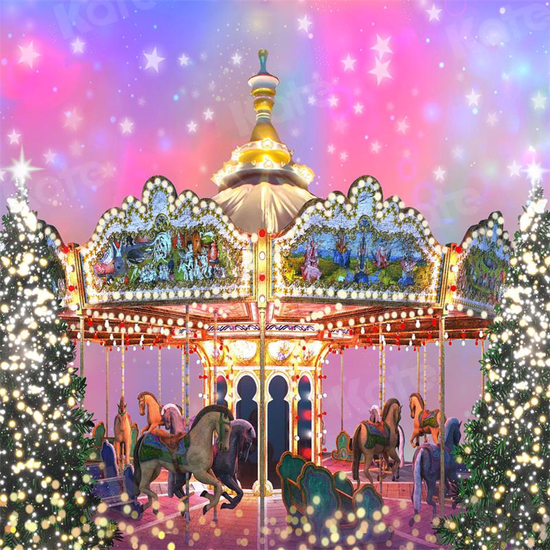 Kate Fantasy Christmas Carousel Backdrop for Photography