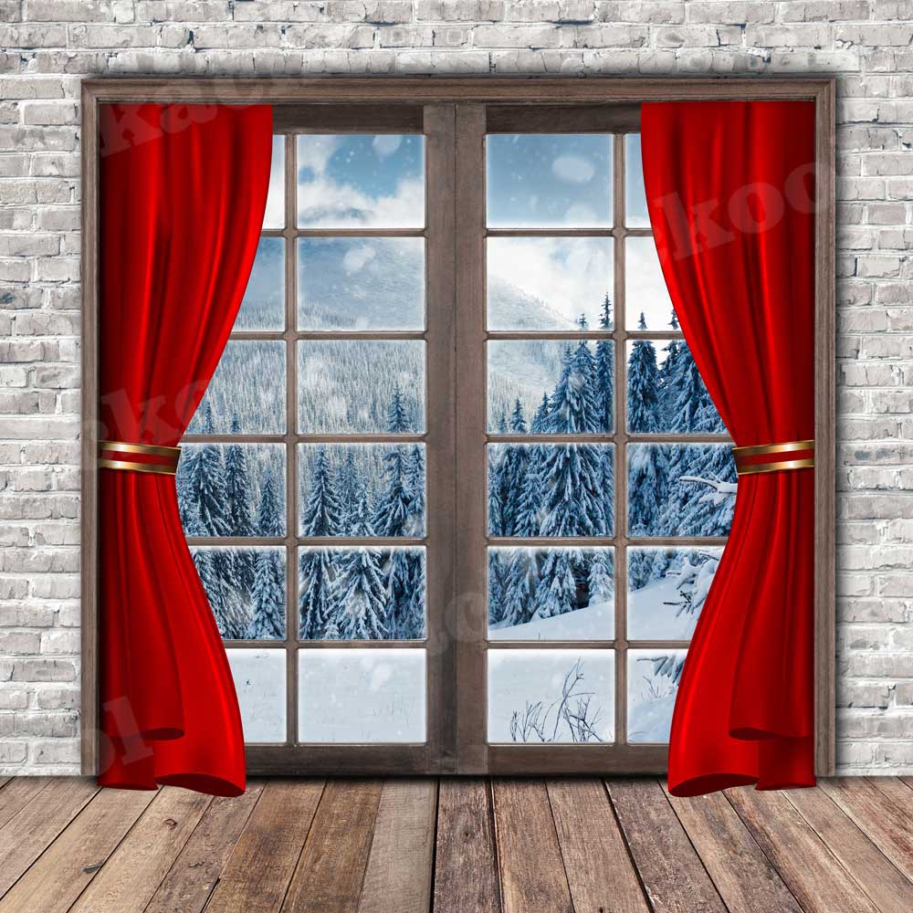 Kate Christmas Brick Winter Window Backdrop for Photography -UK