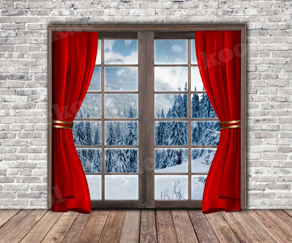 Kate Christmas Brick Winter Window Backdrop for Photography -UK