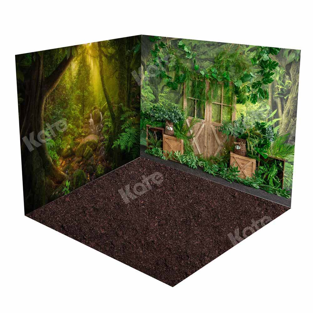 Kate Spring Jungle Forest Green Plant Room Set