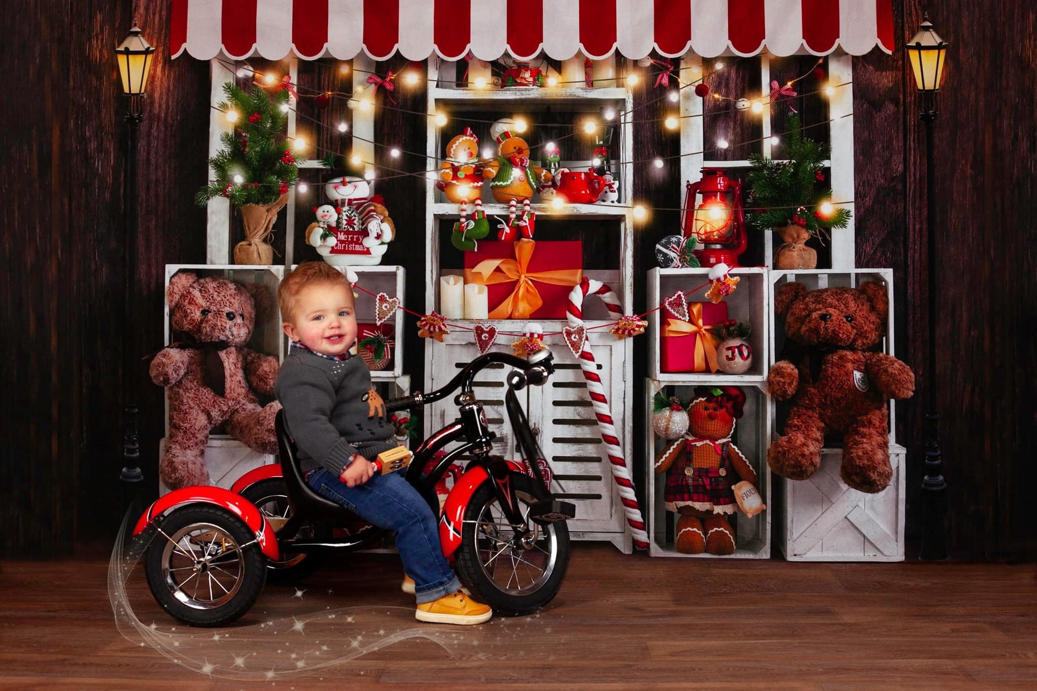 Kate Christmas Shelf Gift Bear Backdrop Designed by Emetselch