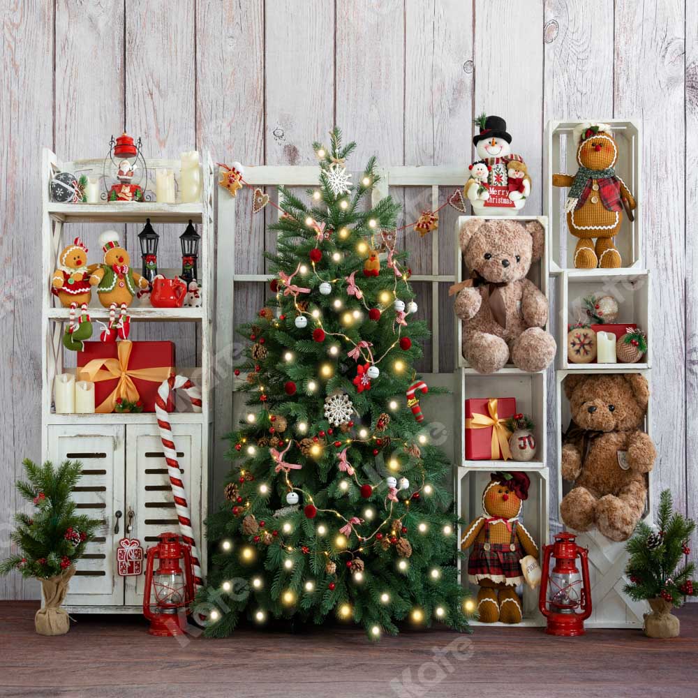 Kate Christmas Shelf Tree with Bear Gifts Backdrop Designed by Emetselch -UK