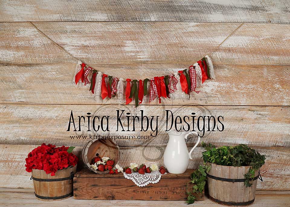 Kate 7x5ft Strawberry Wood Flower Backdrop Designed by Arica Kirby
