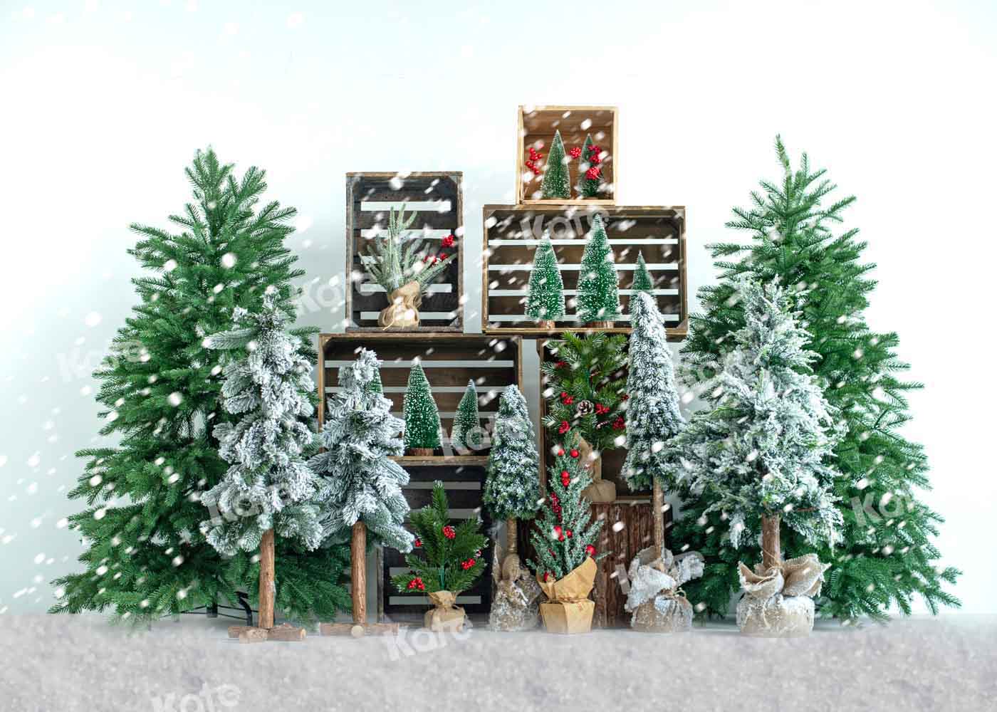 Kate Christmas Trees Snowy Backdrop Designed by Emetselch -UK