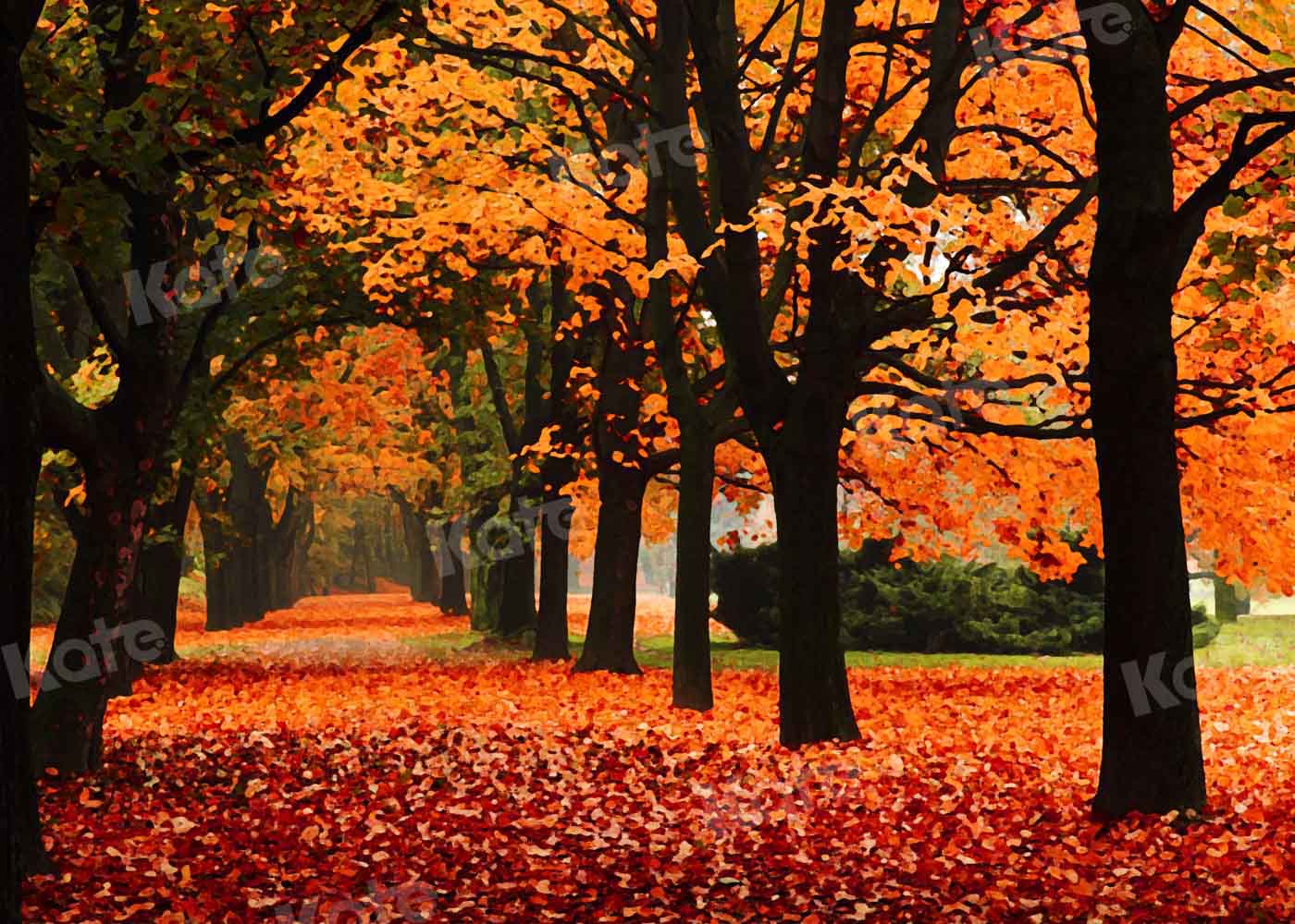 Kate Autumn Maple Forest Yellow Backdrop Designed by Chain Photography