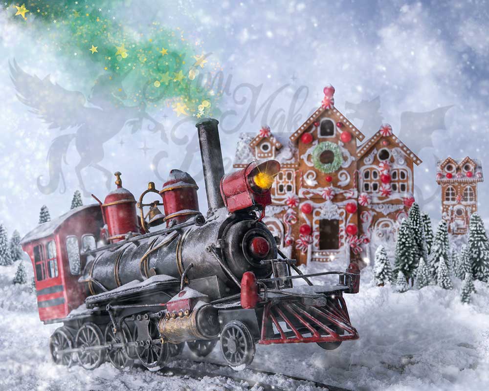 Kate Christmas Snowflake Train Backdrop Designed by Mini MakeBelieve