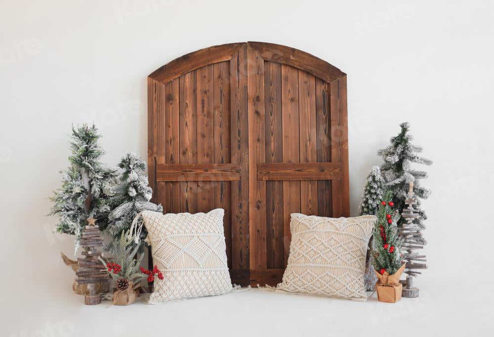 Kate Christmas Tree Boho Backdrop Barn Door for Photography