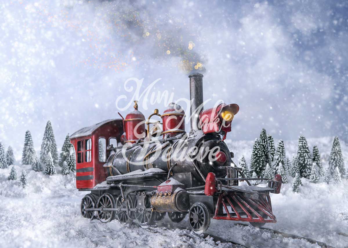 Kate Winter Snowflake Train Backdrop Designed by Mini MakeBelieve