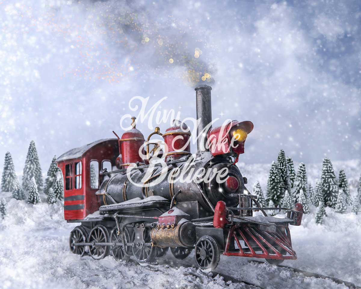 Kate Winter Snowflake Train Backdrop Designed by Mini MakeBelieve