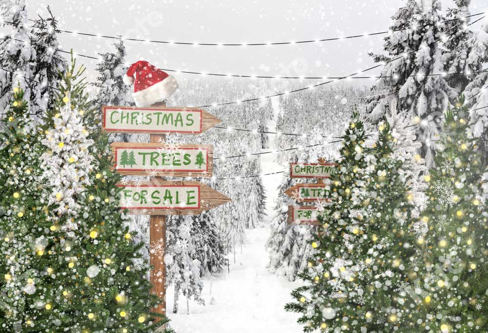 Kate Christmas Tree Snow Backdrop Winter Designed by Chain Photography