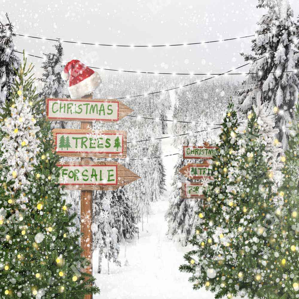 Kate Christmas Tree Snow Backdrop Winter Designed by Chain Photography -UK