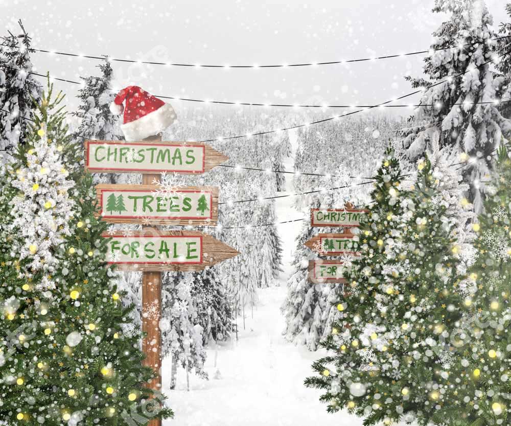 Kate Christmas Tree Snow Backdrop Winter Designed by Chain Photography -UK