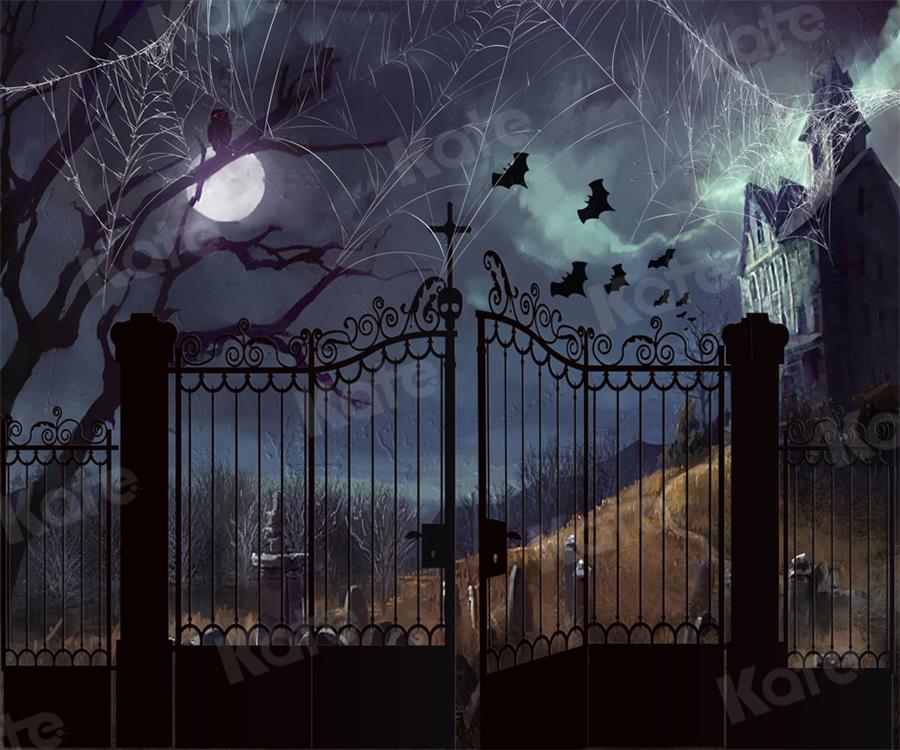 Kate Halloween Castle Night Door Backdrop for Photography