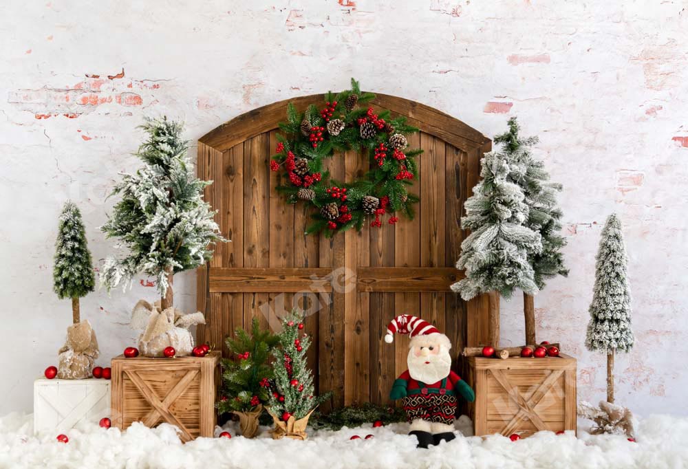 Kate Christmas Tree Snow Barn Door Backdrop Designed by Emetselch