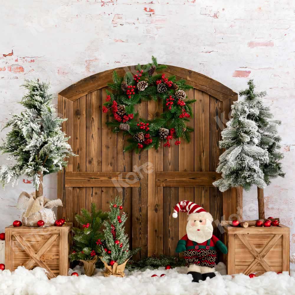 Kate Christmas Tree Snow Barn Door Backdrop Designed by Emetselch