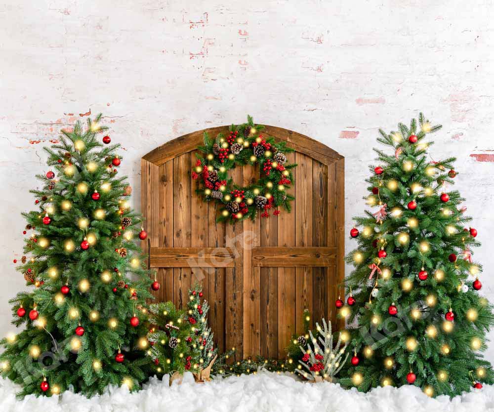 Kate Christmas Tree Wreath Barn Door Backdrop Designed by Emetselch