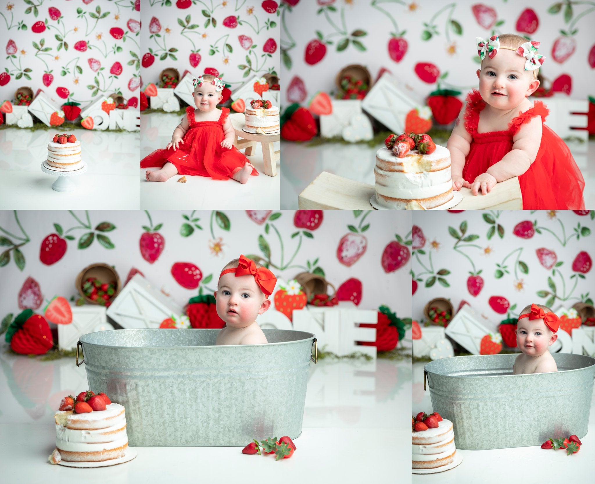 Kate Strawberry Watercolor Backdrop Designed by Mandy Ringe Photography