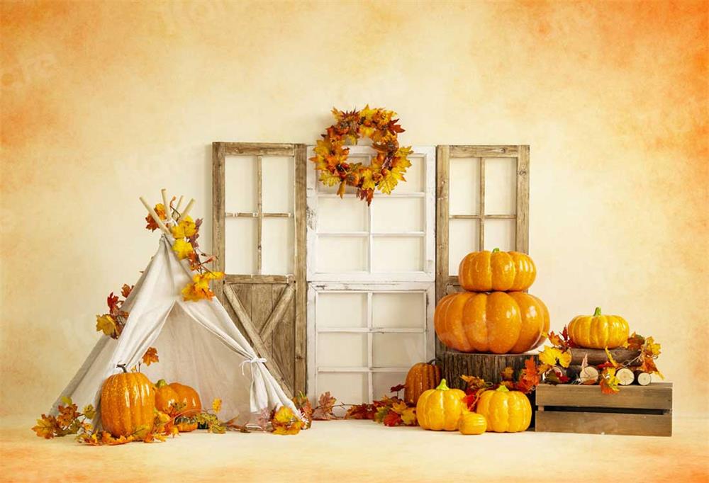 Kate Autumn Thanksgiving Sweet Harvest Pumpkins Backdrop for Photography