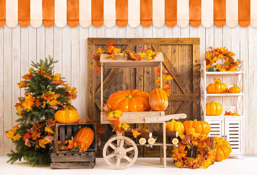 Kate Thanksgiving Pumpkins Harvest Store Backdrop for Photography