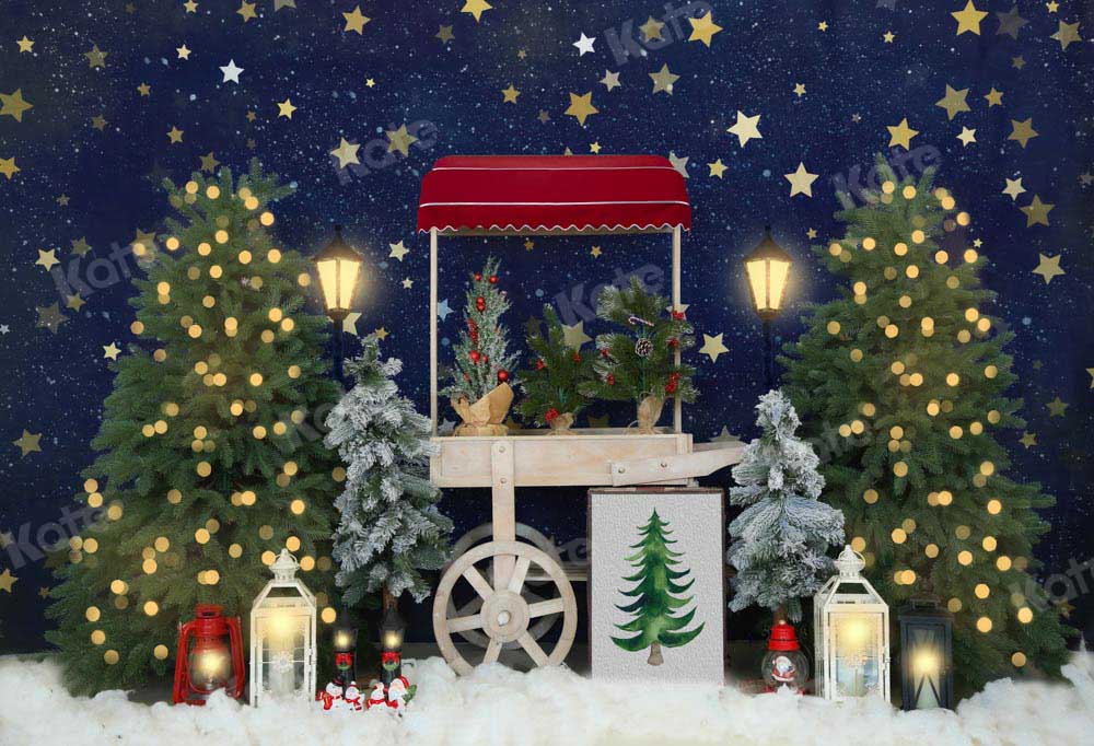 Kate Christmas Trees Night Snow Winter Backdrop Designed by Emetselch