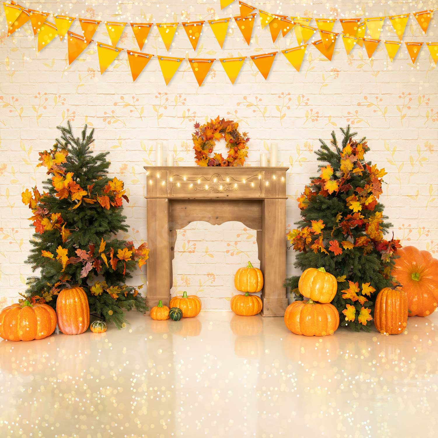 Kate Autumn Pumpkins Thanksgiving Backdrop for Photography
