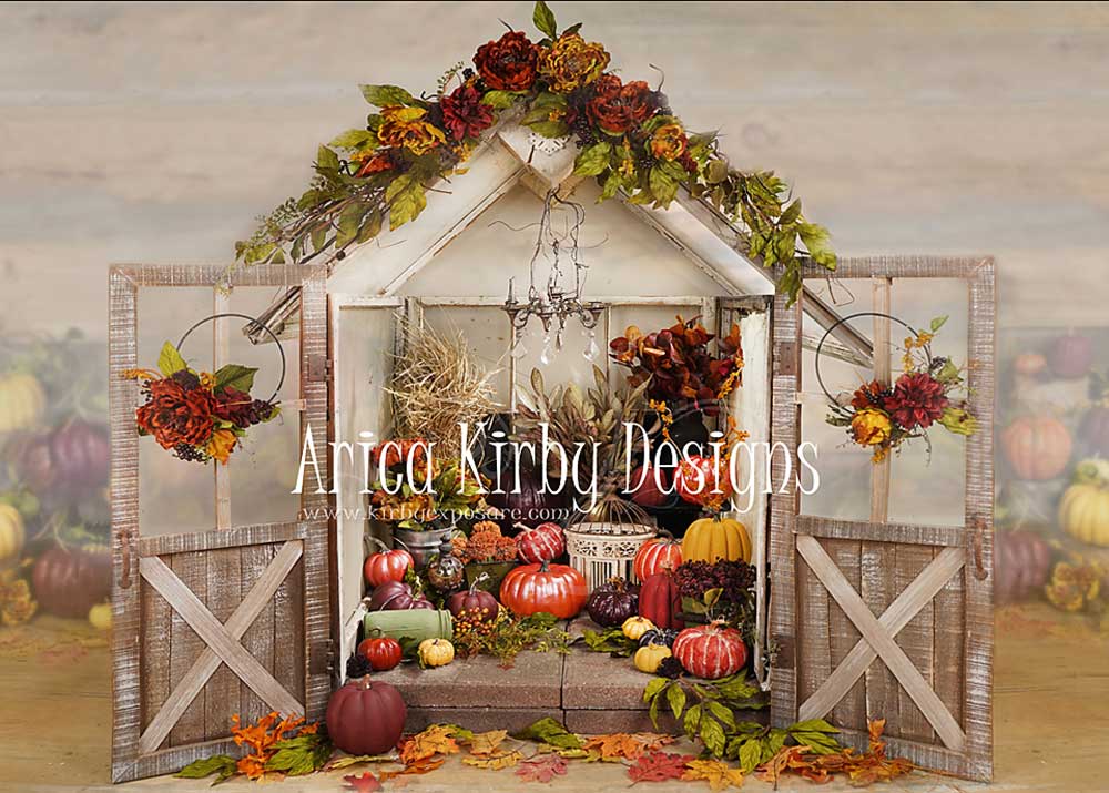Kate Autumn Pumpkins Greenhouse Backdrop designed by Arica Kirby