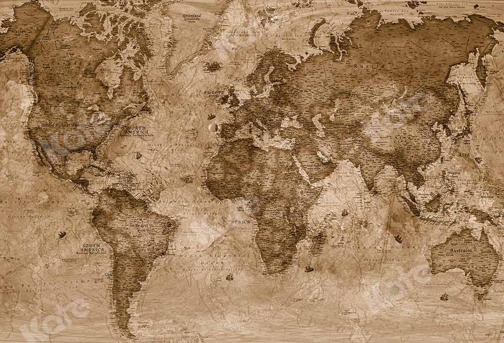 Kate Abstract World Map Retro Backdrop Designed by Chain Photography